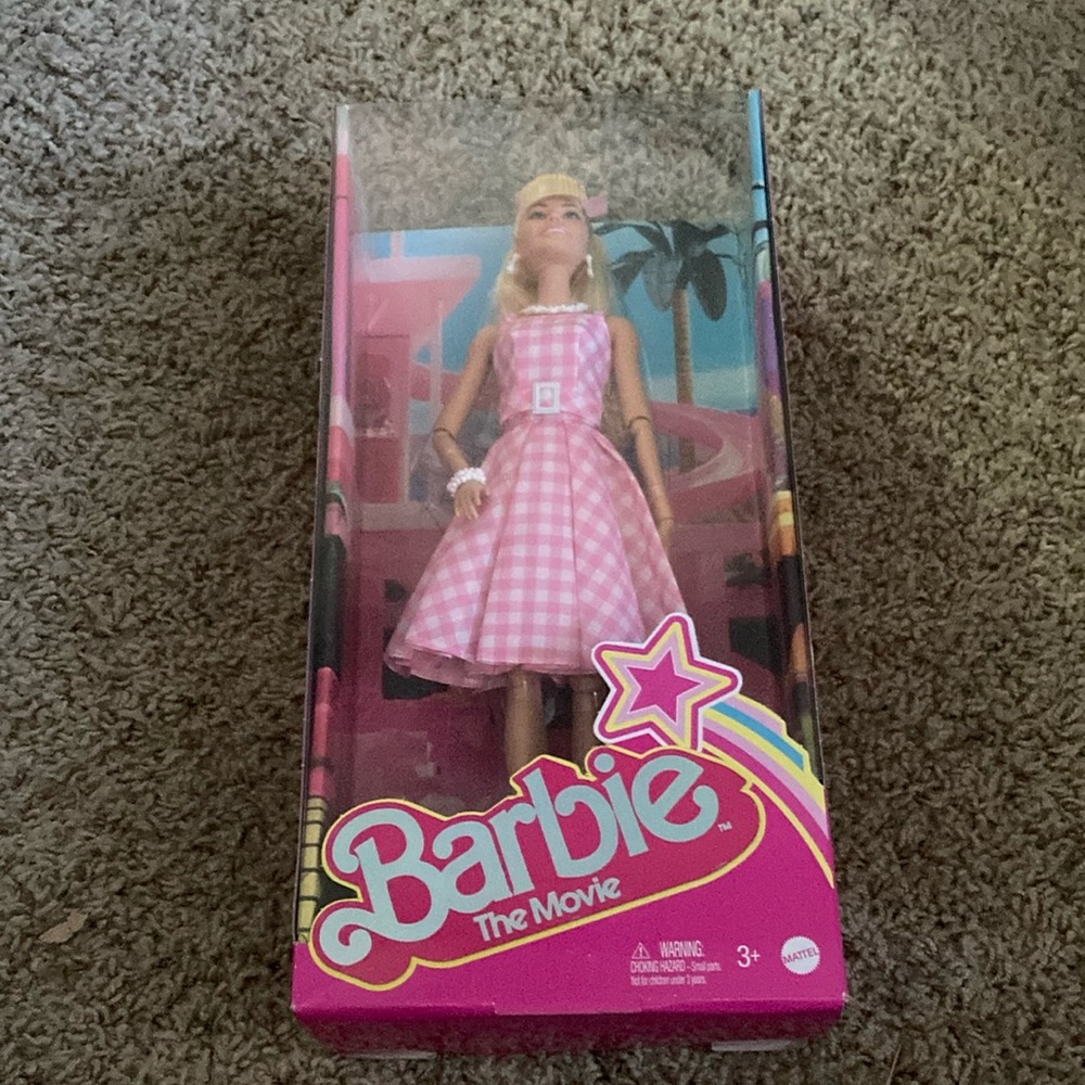 New  Barbie The Movie Doll in Pink Checkered Outfit